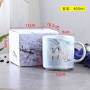 FSILE Marble Pattern Cup Gold Rim Mug Gift Box Set Coffee Cup  Couple Women Cup Flamingo Cup Ceramic with Hand Ceremony