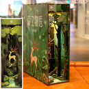 Cutebee DIY Book Nook Miniatures Shelf Insert Bookend Dollhouse Model Roombox Building Kit Wooden Bookshelf Toys Gifts 3D House