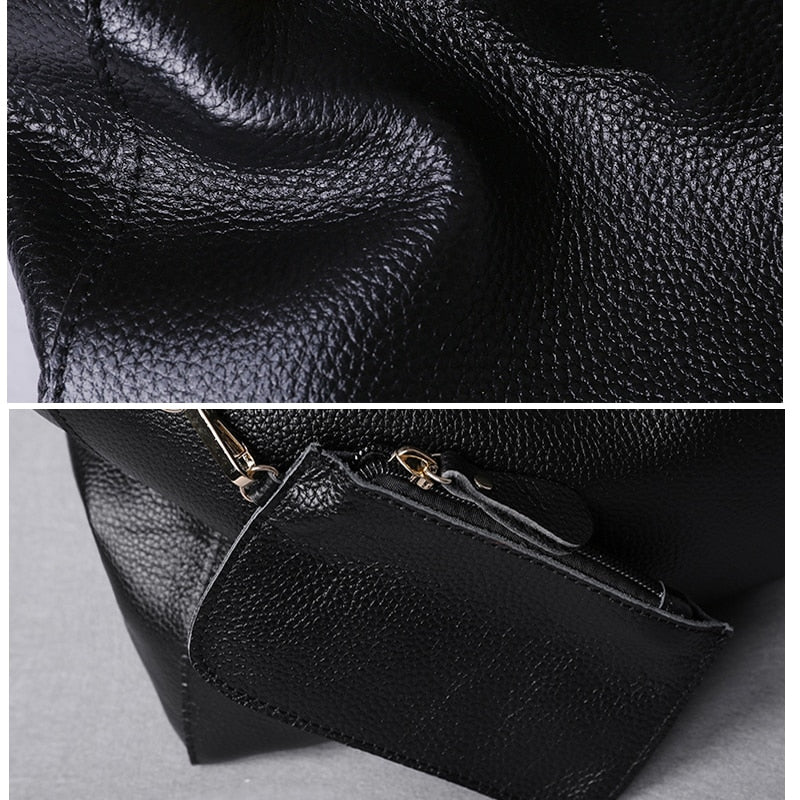 2022 New Women Deluxe Cowhide Genuine Leather Totes Handbag Lady Simple Soft Satchels Bag High Capacity Waterproof Shopping Bags