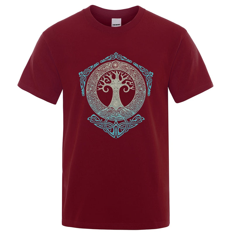 Yggdrasil T-Shirt Weltbaum Männer Tops Modemuster T-Shirt 2022 Sommer Marke T-Shirt Odin Aesir Nordische Mythologie Herren T-Shirt