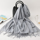 2022 Winter Scarf Solid Thick Women Cashmere Scarves Neck Head Warm Hijabs Pashmina Lady Shawls And Wraps Bandana Tassel