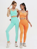 ATHVOTAR Two Piece Set Women Seamless Gym Sports Bra and High Waist Leggings Outfits Solid Color Fitness Tracksuit Women