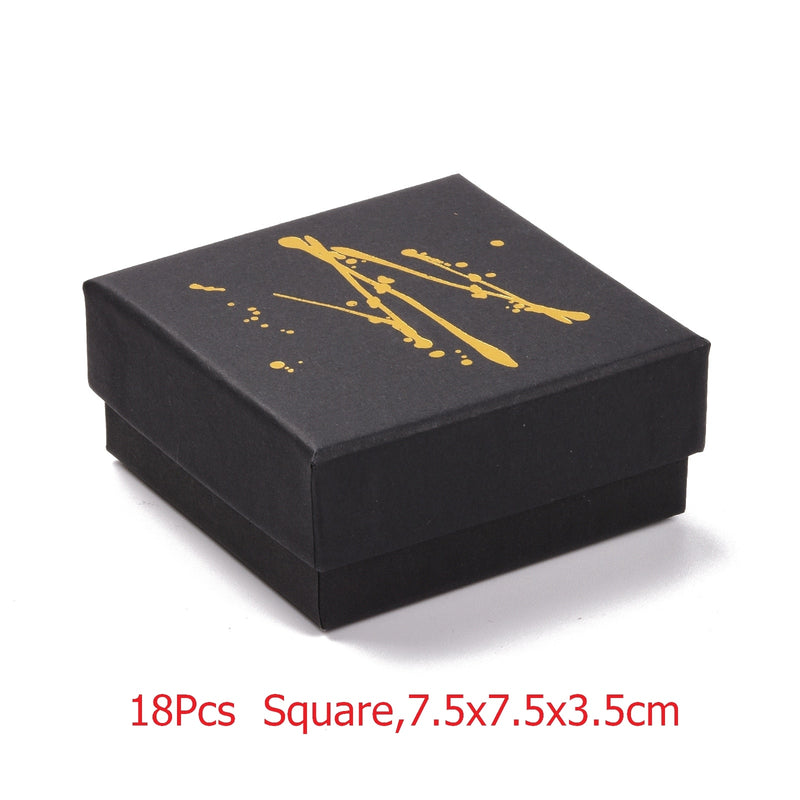 Square/Rectangle Jewelry Organizer Box For Earrings Necklace Bracelet Display Gift Box Holder Packaging Cardboard Boxes Black