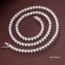 Solid Real 925 Sterling Silver 16/17/18/20/22/24 Inch Tennis Chain Choker Pave 2/3/4/5 mm Shiny Zircon Necklace For Men/Women