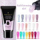 BORN PRETTY 30/20ml Glitter Acrylic Gel Finger Extension Silver Pink Extension Gel Soak Off Nail Art Gel Varnish
