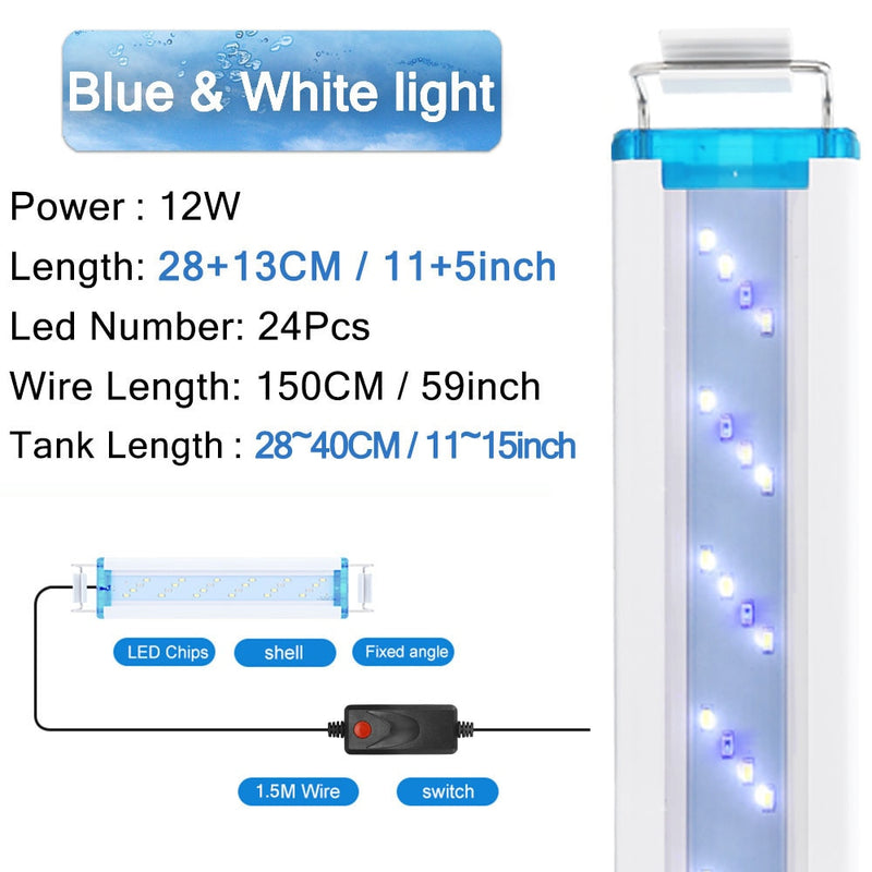 18-75CM Super Slim LEDs Aquarium Lighting Aquatic Plant Light Extensible Waterproof Clip on Lamp For Fish Tank 90-260V