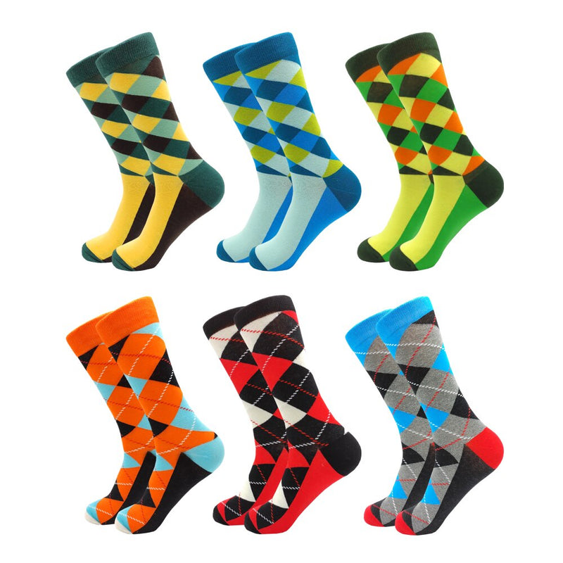 6-12 Pairs Colorful Cotton Fashion Casual Women and Men Funny Socks Stripe Grid Geometry Fun Dress Socks