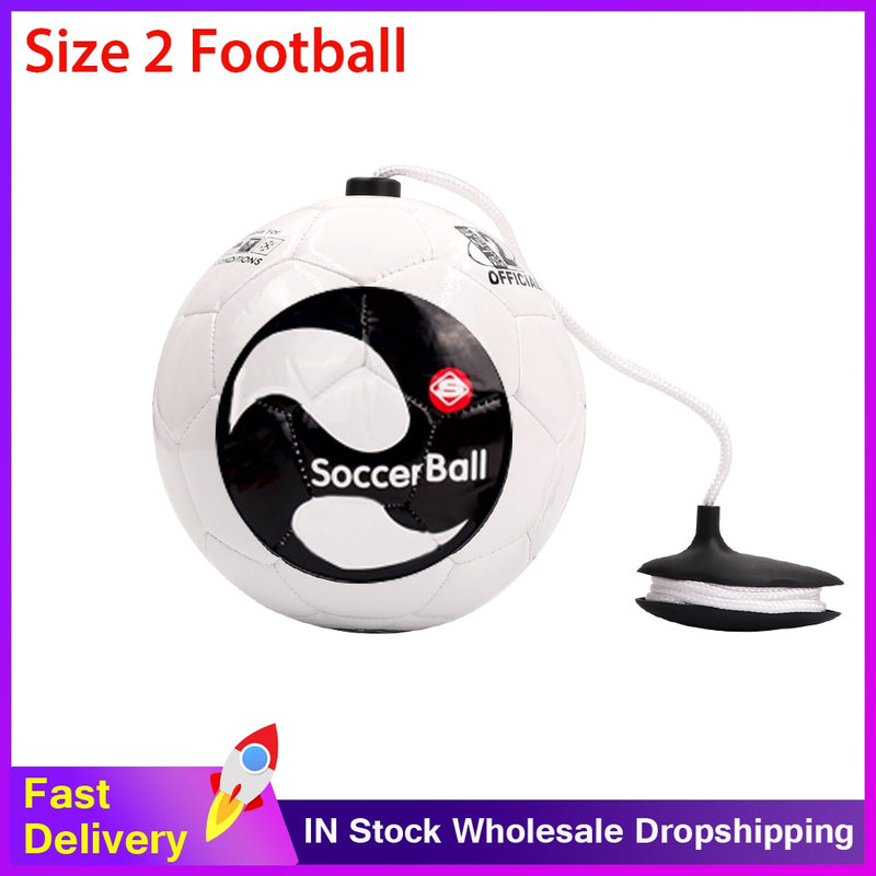 Size 2 Football Training Ball Kick Soccer Ball TPU Football Rope Touch Solo Kickwith String Beginner Trainer Practice Belt