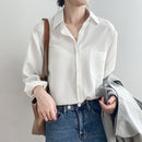 Loose White Shirts for Women Top Turn-down Collar Solid Female Shirts Casual Office Ladies Tops 2022 Spring Summer Blouses 11354