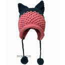 BomHCS Cute Fox Ears Beanie Winter Warm 100% Gorro de punto hecho a mano