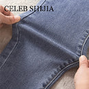 CHIC Elastic Denim Skinny Jeans Woman High Waist Pencil Pants Woman Korean Fashion Show Slim High Light Blue Gray Jean Female
