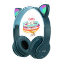 Auriculares inalámbricos Oreja de Gato con micrófono Blue-tooth Glow Light Stereo Bass Cascos Niños Gamer Girl Regalos PC Phone Gaming Headset