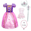 Girls Rapunzel Dress Kids Summer Tangled Fancy Princess Costume Children Disguise Birthday Carnival Halloween Party Clothes 2-8T