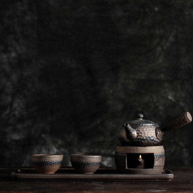 Coarse Pottery Warm Tea Stove Japanese-Style Handmade Vintage Tea Warmer Tea Pot Ceramic Kung Fu Tea Set Warm Tea Set