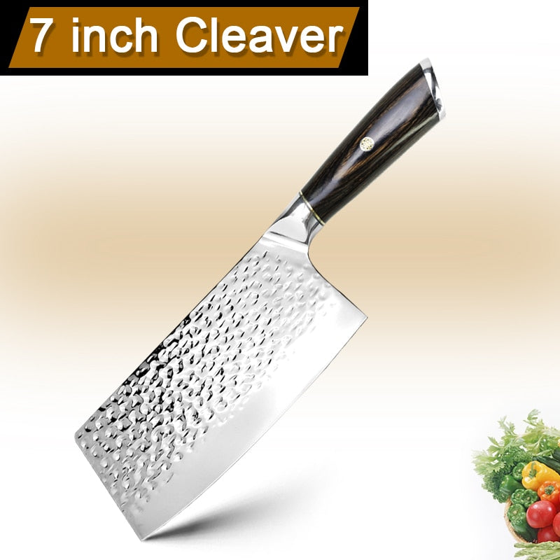 Cuchillo de Chef MYVIT 5CR15, cuchillos de cocina chinos de 7 pulgadas, cuchillo para rebanar carne y verduras, hoja súper afilada, cuchillo de acero inoxidable