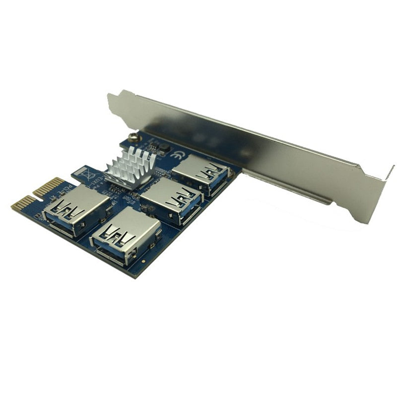 PCI-E to PCI-E Adapter 1 Turn 4 PCI-Express Slot 1x to 16x USB 3.0 Mining Special Riser Card PCIe Converter for BTC Miner Mining