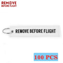 REMOVE BEFORE FLIGHT Wholesale Keychain for Motorcycles and Cars Key Chains Jewelry 100 PCS Aviation Gifts Embroidery Key Chain