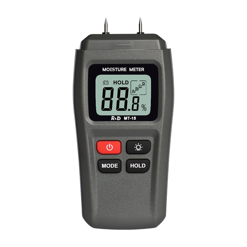 R&amp;D MT-10 EMT01 Wood Moisture Meter Wood Humidity Tester Hygrometer Timber Damp Detector Tree Density Digital tester Grey