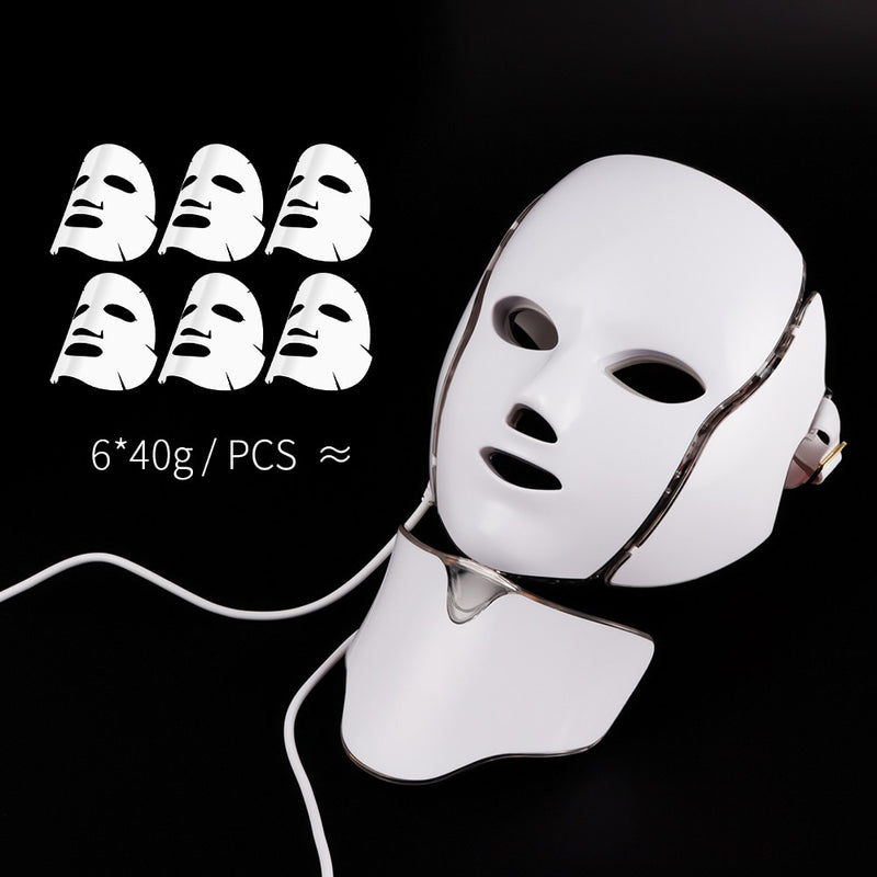 7 Colors LED Face Mask with Neck Photon Light Skin Rejuvenation Acne Wrinkle Removal Facial Lifting Beauty Daily Skin Care Mask