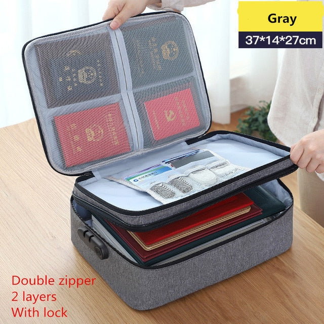 Document Bag Large Capacity Travel Passport Wallet Card Organizer Men&