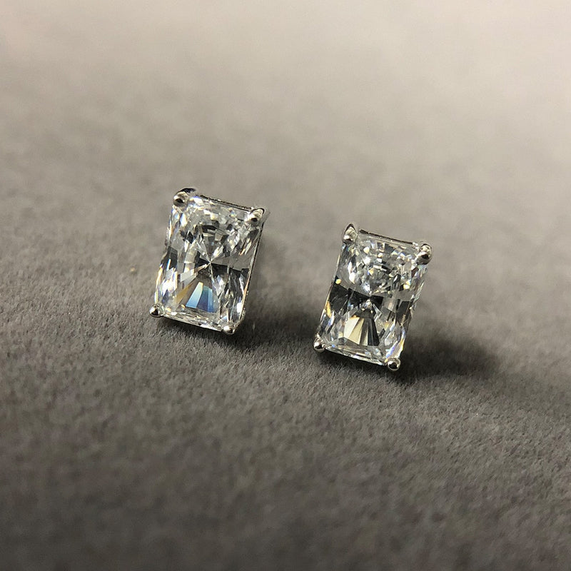 PANSYSEN 100% Plata de Ley 925 2ct pendientes de tuerca de diamante de moissanita simulada para mujer compromiso de boda regalo de joyería fina