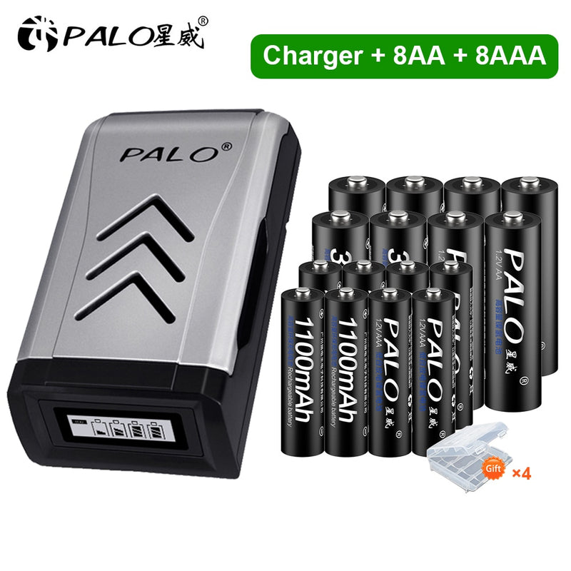 PALO 4 Stück 3000 mAh 1,2 V AA Akkus + 4 Stück 1100 mAh 1,2 V AAA Akku NI-MH AA AAA Akku für Kamera Spielzeug