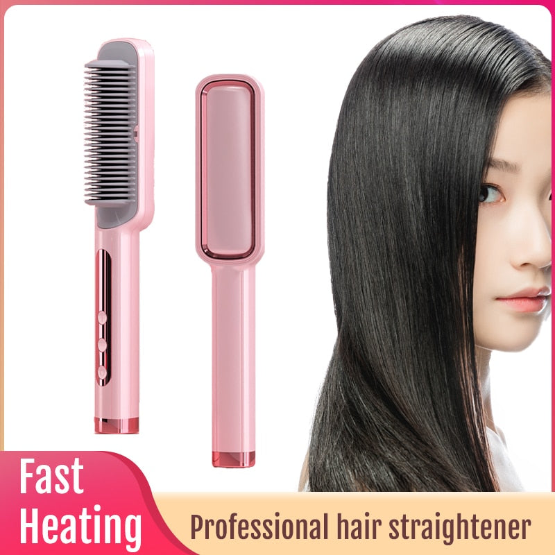 Professional Hair Straightener Heating Comb Straightening Iron Hot Brush Straighteners 2021 New Fashion Design