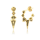 Andywen 100% 925 Sterling Silver Black Enamel Black Zircon Long Spike Hoops Piercing Ohrringe Pendant Women Luxury CZ Jewelry