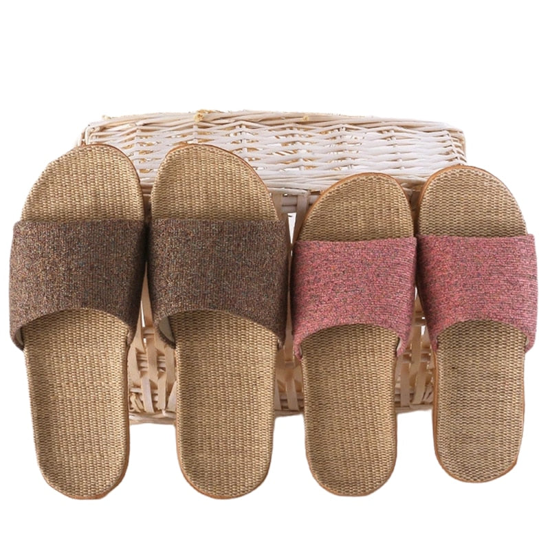 Suihyung Women Slippers Female Casual Flax Slides 13 Colors Linen Belt Ladies Sandals Flip Flops Lovers Summer Indoor Home Shoes