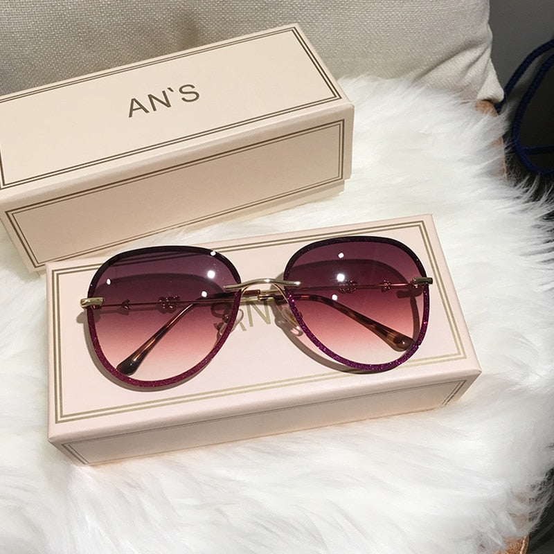 2023 New Diamond Sunglasses Female Brand Design Imitation Rhinestones Gradient Lens UV400 Pilot Sun Glasses Women Shades S316