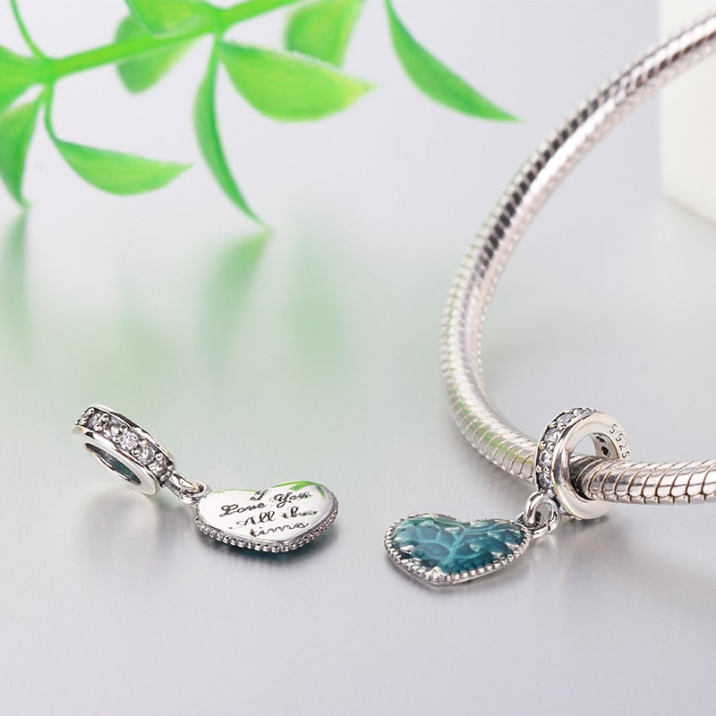 Neue 2022 Trend Silber Farbe Charms für Frauen Original Emaille Bead Fashion Circular Heart-Shaped Charm feine Perlen Schmuckherstellung
