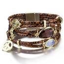 ALLYES Mulltilayer Snake Genuine Leather Bracelets for Women Peace Charm Animals Pattern Crystal Wrap Bracelet Female Jewelry