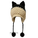 BomHCS Cute Fox Ears Beanie Winter Warm 100% Gorro de punto hecho a mano