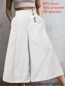 Celmia Women High Waist Striped Pants 2022 Fashion Retro Wide Leg Trousers Summer Casual Buttons Loose Elegant Party Pantalones