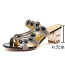 Lucyever Women Summer Slipper Sandals Fashion Hgih Heels Open Toe Crystal Sandals Ladies Rhinestone Bohemia Beach Flip Flops