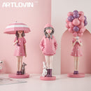 Moderne Mode-Ballon-Mädchen-Figuren, süße rosa Mädchen für Raumdekoration, schickes unverwechselbares Geburtstagsgeschenk für Mädchen, Inneneinrichtung
