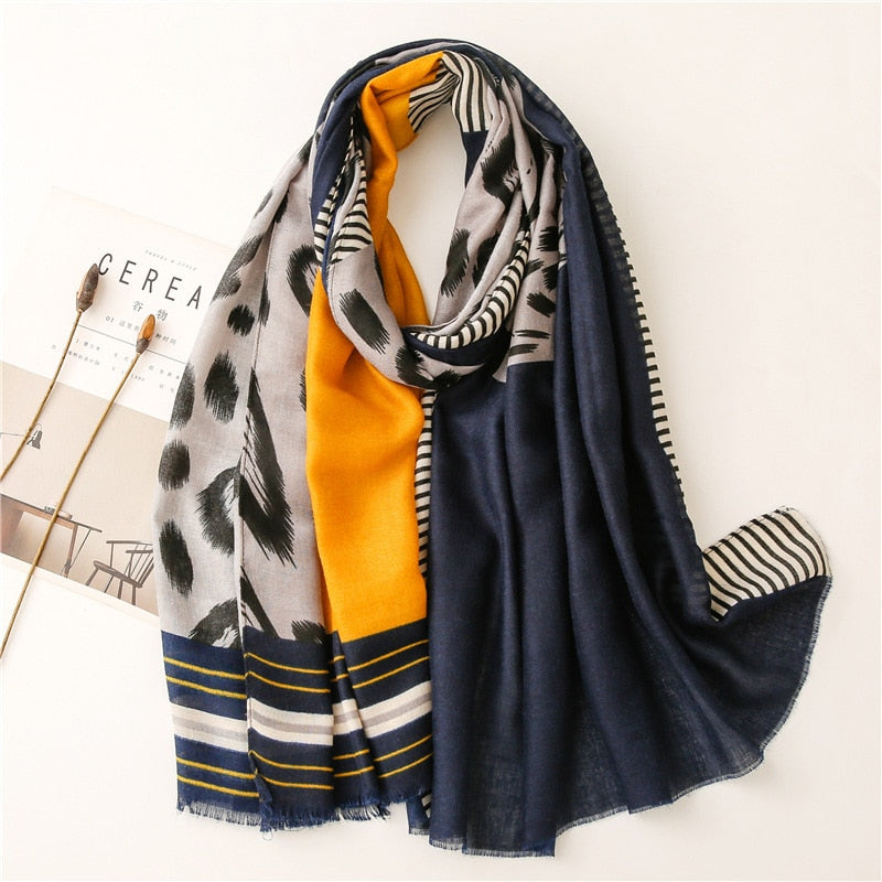 2021 Fashion Women Gradient Leopard Print Scarf Soft Pretty Big 180*100cm Leopard Stole Thin Warm Large Shawls cachecol Wraps