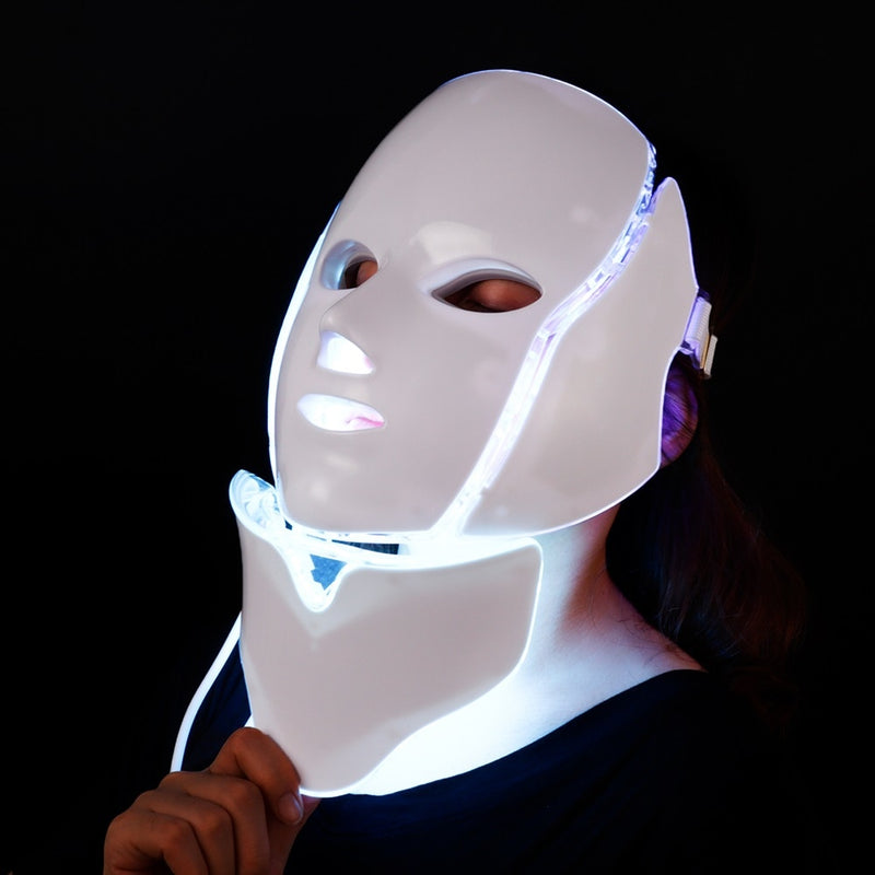 Air Bag-7 Colors Light LED Mascarilla facial con cuello Rejuvenecimiento de la piel Tratamiento para el cuidado de la cara Belleza Terapia contra el acné Blanqueamiento