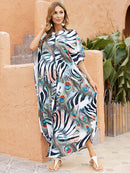 Cover-ups 2022 Kaftan Beach Print SnakeSkin Swimsuit Cover Up Kimono Plage Beach Robe Femme Long Dress Sarong Dress Beachwear