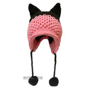 BomHCS Cute Fox Ears Beanie Winter Warm 100% Gorro de punto hecho a mano