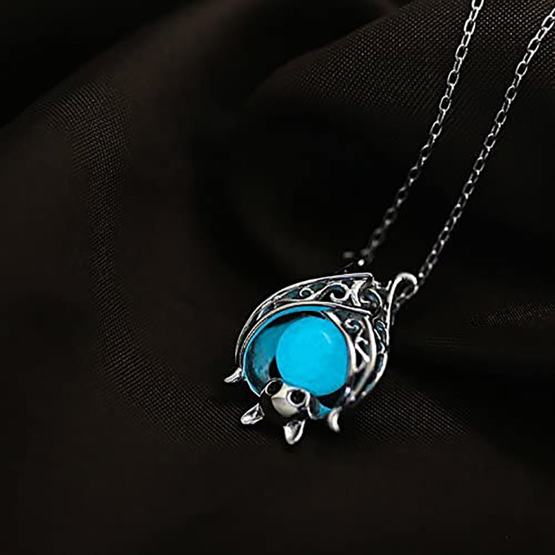 925 Sterling Silber Zubehör Leuchtende Fledermaus Halsketten Leuchtende Tier Anhänger Ketten Für Frauen 2022 Halloween Edlen Schmuck Geschenk