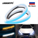 ANMINGPU 1 par secuencial DRL LED tira de señal de giro amarillo brillante Flexible Drl Led luz de circulación diurna para faro de coche