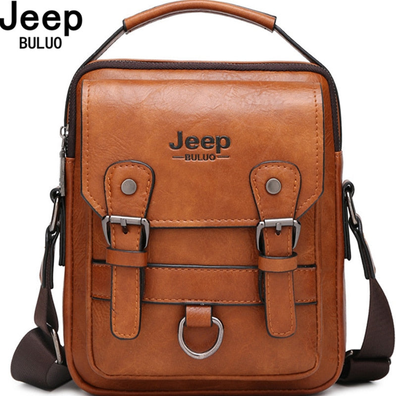 JEEP BULUO, bolsos de negocios multifunción, bolso de hombro para hombre nuevo, bandolera de cuero de gran capacidad, bandolera de marca grande