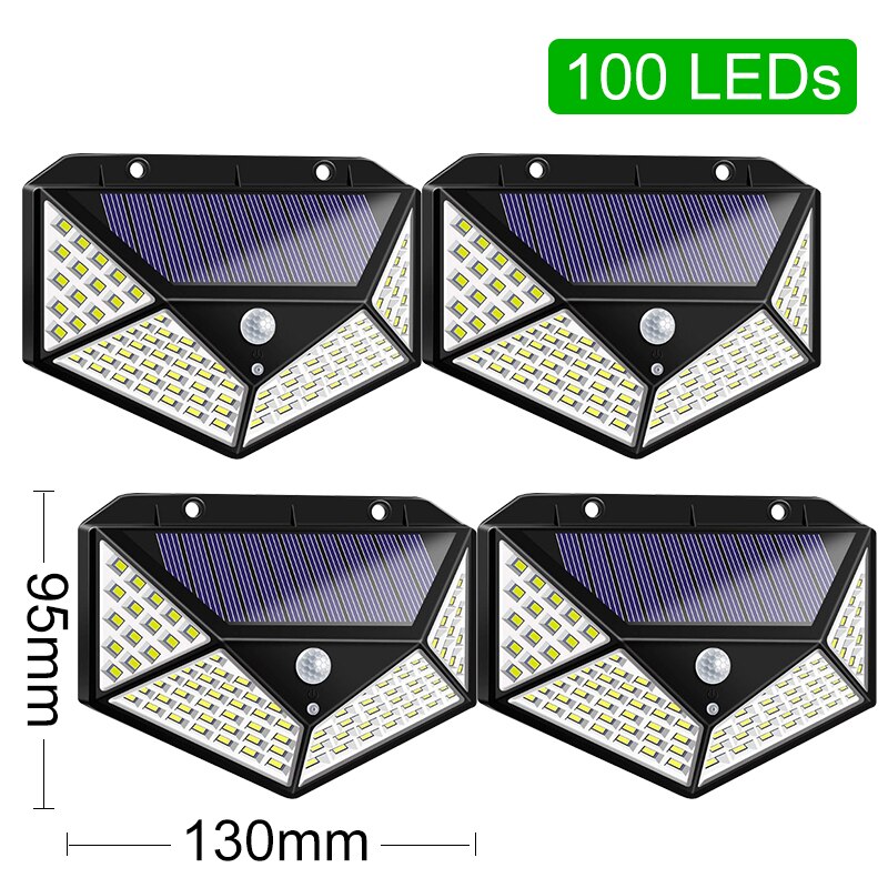 Solar Lights Outdoor 100 Led Bright Motion Sensor Light Wide Angle Wireless Waterproof IP65 Wall Lights for Garden Wall Street