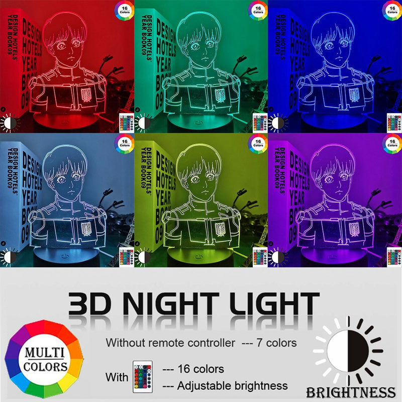 Led Light Anime Attack on Titan Armin Arlert for Bedroom Decor Night Light Kids Birthday Gift Manga Shingeki No Kyojin 3d Lamp