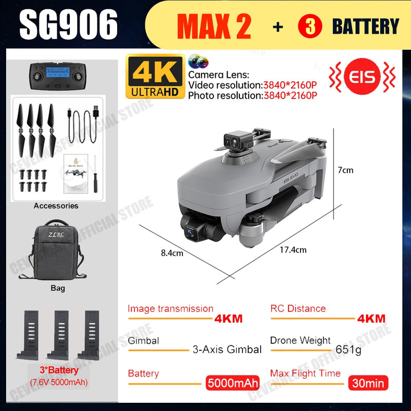 NEW SG906 MAX2/SG906 Max Drone 4K Professional HD Camera Laser Obstacle Avoidance 3-Axis Gimbal 5G WiFi Dron FPV RC Quadcopter