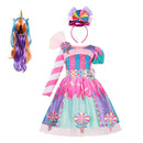 2022 New Fashion Baby Girl Candy Dress Kids Halloween Party Costume Colorful Ball Gown 2-12 Year Children Clothing