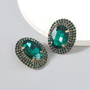 Pauli Manfi New Fashion Women Rhinestone Multicolor Earrings Elegant Ladies Personality Super Large Stud Earrings