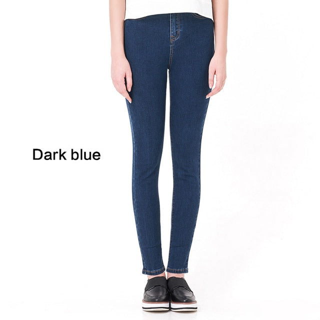 Damen Jeans Casual Hohe Taille Sommer Herbst Hose Dünne Stretch Baumwolle Denim Hose Für Frau Blau Schwarz 100kg