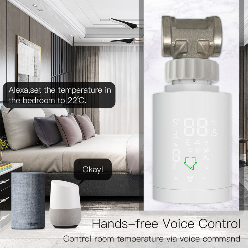 Moes ZigBee3.0 Radiator Actuator Programmable Thermostatic Valve Tuya Temperature Controller 2MQTT Alexa Google Voice Smart App